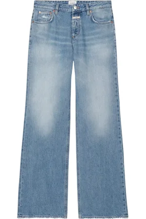 Closed Jeans, Dame, Blå, W28, Bomuld, Stone Washed Regular Fit Straight Leg Jeans