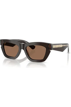 Burberry Tilbehør, unisex, Brun, 52 MM, Uld, Cat-Eye solbriller i brun acetat