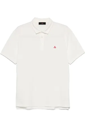 Peuterey Top, Herre, Hvid, 2XL, Hvid Broderet Logo Kortærmet Polo