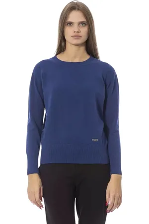 BALDININI Strik, Dame, Blå, M, Uld, Luksuriøs Uld Kashmir Sweater