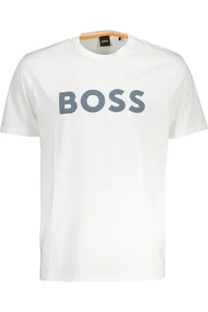 HUGO BOSS Top, Herre, Hvid, 4XL, Bomuld, Bomulds T-shirt med Logo Print