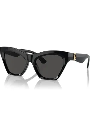 Burberry Tilbehør, Dame, Sort, 55 MM, Elegant Cat-Eye Solbriller med Monogram
