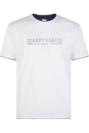 ELEVENTY Top, Herre, Hvid, M, Bomuld, Trykt Bomuld Crewneck T-Shirt