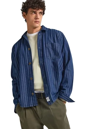 Pepe Jeans Skjorte, Herre, Blå, L, Bomuld, Klassisk Bomuld Arbejdsskjorte