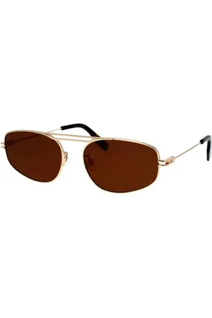 Alexander McQueen Tilbehør, unisex, Gul, 57 MM, Uld, Geometriske Metal Solbriller Light Metal Design