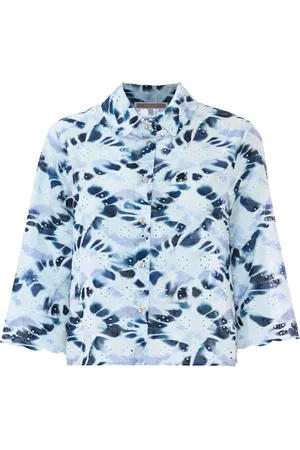 Kocca Bluser & Skjorter, Dame, Flerfarvet, S, Bomuld, Broderie Anglaise Skjorte med Tie-Dye Mønster
