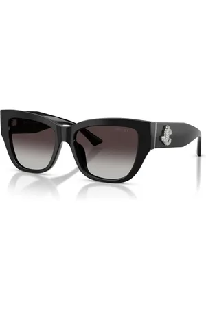 Jimmy Choo Tilbehør, Dame, Sort, 54 MM, Uld, Stilfulde solbriller med strass-logo