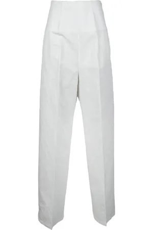 Sportmax Bukser, Dame, Hvid, 2XS, Bomuld, Bomuld Linned Bukser