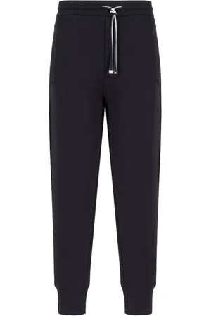 Emporio Armani Bukser, Herre, Blå, S, Blå Double Jersey Bukser med Snøre