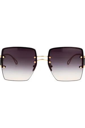 Bvlgari Tilbehør, unisex, Gul, 57 MM, Uld, Unikke firkantede solbriller med rosaguldramme