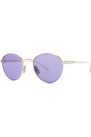Loewe Tilbehør, unisex, Gul, 49 MM, Uld, Groove Solbriller i Guld med Lilla Linser