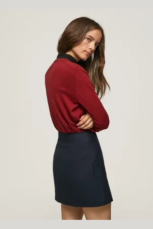 Pepe Jeans Strik, Dame, Rød, L, Bomuld, Brændt Rød Bomuld Cashmere Sweater