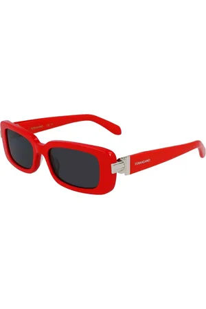 Salvatore Ferragamo Tilbehør, unisex, Rød, 52 MM, Rød Acetat Solbriller med Mørkegrå Linser