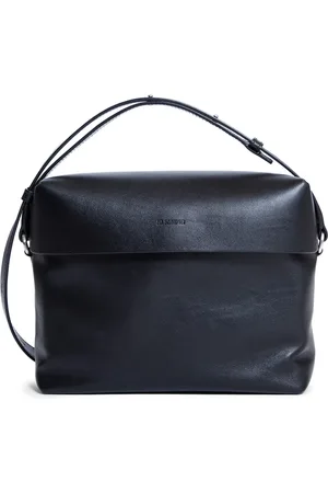 Jil Sander Taske, Herre, Sort, ONE SIZE, Uld, Sort Crossbody Taske med Præget Logo