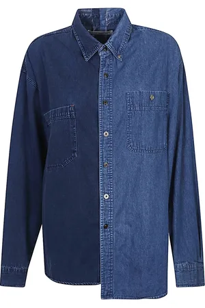 E.L.V. Denim Bluser & Skjorter, Dame, Blå, L, Denim, Blå Denim Skjorte Unik Udseende