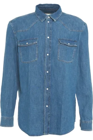 Dondup Skjorte, Herre, Blå, XL, Denim, Italiensk Denim Skjorte med Kent Krave