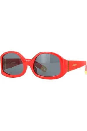 Jacquemus Tilbehør, unisex, Rød, 55 MM, Rød Glossy Solbriller med Grå Linser