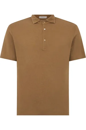 Boglioli Top, Herre, Brun, L, Bomuld, Bomuldslinned kortærmet Polo