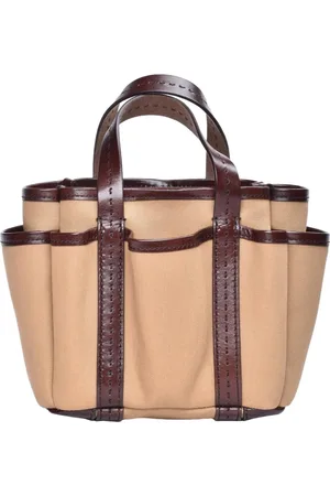 Max Mara Taske, Dame, Brun, ONE SIZE, Uld, Canvas Skuldertaske med læderkant