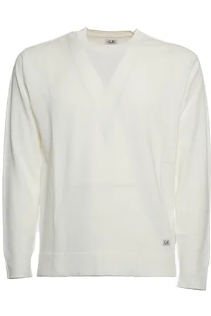 C.P. Company Strik, Herre, Hvid, M, Uld, Hvid Gaze Sweater Crewneck