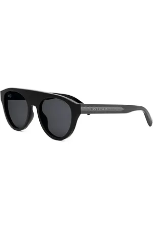 Bvlgari Tilbehør, unisex, Sort, 53 MM, Runde Sorte Polariserede Solbriller Tubogas