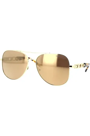 Michael Kors Tilbehør, unisex, Gul, 58 MM, Uld, Guld Pilot Solbriller med Spejllinser