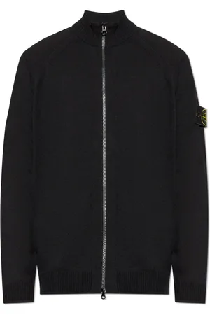 Stone Island Strik, Herre, Sort, S, Bomuld, Cardigan med aftagelig lap