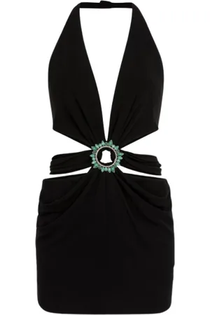 Roberto Cavalli Kjole, Dame, Sort, S, Smykkede Halterneck Mini Kjole