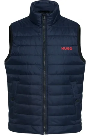 HUGO BOSS Jakke, Herre, Blå, L, Uld, Mørkeblå vatteret vest