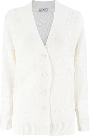 ERMANNO SCERVINO Strik, Dame, Hvid, XS, Bomuld, Rose Strik Cardigan