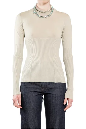 Jil Sander Strik, Dame, Hvid, 2XS, Uld, Korset Buste Uldstrik Jumper