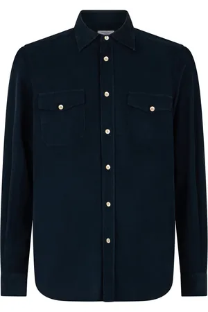 Boglioli Skjorte, Herre, Blå, M, Baby Corduroy Western Skjorte