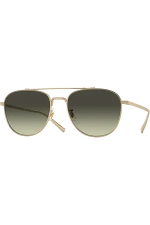 Oliver Peoples Tilbehør, unisex, Gul, 55 MM, Uld, Rivetti Solbriller Guld Ramme Grønne Linser