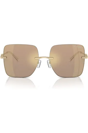 Michael Kors Tilbehør, unisex, Gul, 55 MM, Firkantede solbriller med brune spejllinser