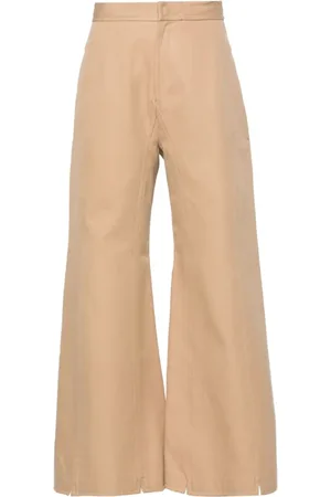 Niccolo Pasqualetti Bukser, Dame, Brun, S, Bomuld, Beige Flared Tegola Seam-Detalje Bukser