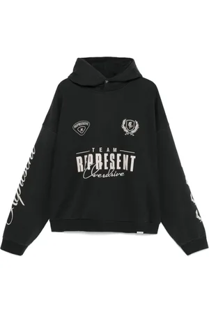 Represent Sweathshirts & Hoodies, Herre, Sort, L, Uld, Sort hættetrøje med trykknaplukning