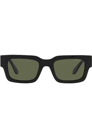 Giorgio Armani Tilbehør, unisex, Sort, 52 MM, Polariserede Rektangulære Solbriller Grøn Krystal