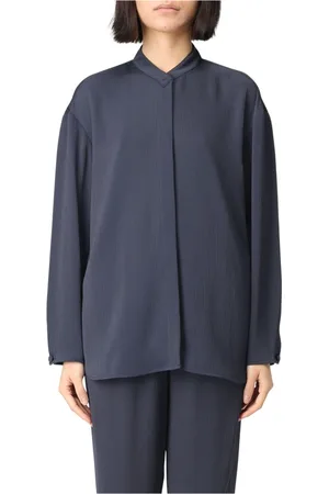 Emporio Armani Bluser & Skjorter, Dame, Blå, L, Bomuld, Afslappet Bomuldsskjorte