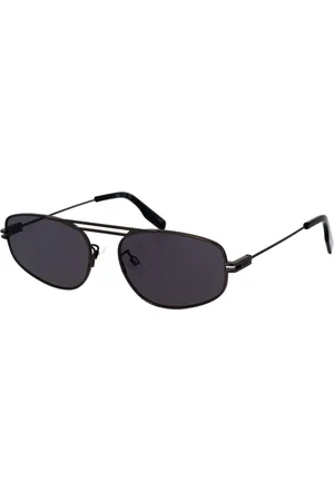 Alexander McQueen Tilbehør, unisex, Sort, 57 MM, Uld, Geometriske Metal Solbriller Light Metal Design