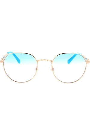 Chiara Ferragni Tilbehør, Dame, Gul, 50 MM, Uld, Runde Metal Solbriller Eyelike Logo