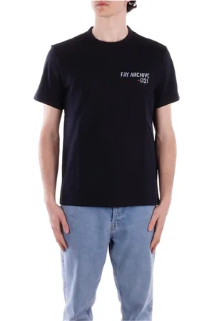 FAY Top, Herre, Blå, L, Bomuld, Blå Logo Front T-shirt Slim Fit