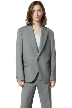 John Richmond Jakke, Herre, Grå, 3XL, Grå blazer med lyse stribe detaljer
