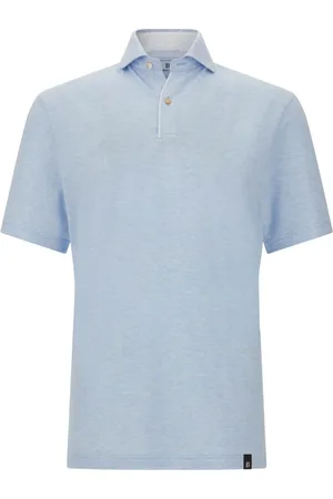 Boggi Milano Top, Herre, Blå, L, Bomuld, Bomuld/Linned Piqué Polo Shirt