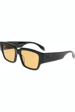 Alexander McQueen Tilbehør, unisex, Sort, 56 MM, Rektangulære solbriller McQueen Graffiti kollektion