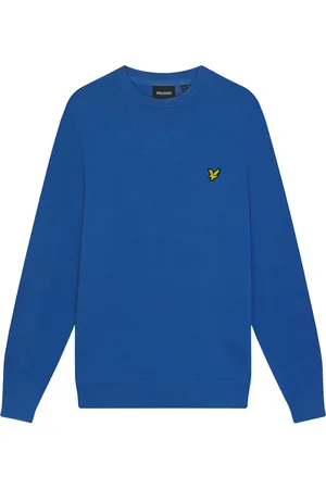 Lyle & Scott Strik, Herre, Blå, XL, Bomuld, Bomuld Rund Hals Pullover