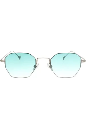 Eyepetizer Tilbehør, unisex, Grå, 48 MM, Hexagonal Solbriller Elegant Stil Grønne Linser