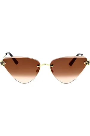 Cartier Tilbehør, Dame, Gul, 62 MM, Uld, Geometrisk Panther Solbriller