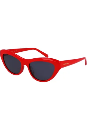 Salvatore Ferragamo Tilbehør, unisex, Rød, 55 MM, Rød stel solbriller med grå linser