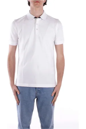 FAY Top, Herre, Hvid, 2XL, Bomuld, Hvid Logo Front Button Polo