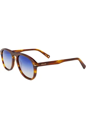 Polar Tilbehør, unisex, Brun, 55 MM, Uld, Guld solbriller med blå gradient linser